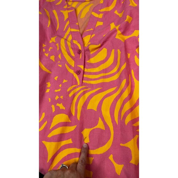 Vintage Marimekko Mika Piirainen Tunic Dress Pink Orange Swirl Print 36 US 6 - Picture 14 of 14